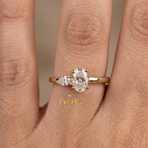 Oval Cut Engagement <b>Ring</b> <b>925</b> <b>Silver</b> Diamond <b>Ring</b> with Pear Side Stone Minimalist Promise <b>Ring</b> for Women - Product Image 5