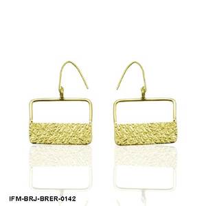 Boucles d'oreilles pendantes rectangulaires en laiton faites à la main, résistantes au ternissement, style bohème géométrique contemporain, bijoux de fête pour femmes - Product Image 1