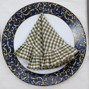 Classic Green Checkered 100% <b>Linen</b> Napkin 60x60cm Handmade <b>Table</b> Decoration Square Washable Reusable Napkin Supplier - Product Image 1