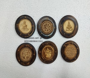 Quemadores/Soportes de Incienso Aromático Redondos de Madera de Mango Tallada con Estampados Mixtos, Proveedor Mayorista de India para Todas las Estaciones - Product Image 1