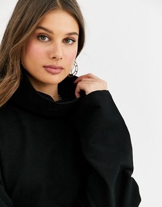 Pull à col roulé noir pour femme, manches longues, tricoté en coton, décontracté, pour l'automne - Product Image 2