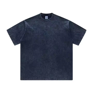เสื้อยืดโอเวอร์ไซส์ผู้ชาย สีดำ ผ้าคอตตอนเจอร์ซีย์ ทรงหลวม สไตล์ลำลอง คอโอ แขนสั้น สีพื้น ย้อมสีเรียบ แบบถัก - Product Image 6