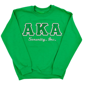 เสื้อสเวตเตอร์คอกลมสีเขียว Sorority Inc ปักตัวอักษรกรีก เสื้อสวมหัวผู้หญิง สีเขียว - Product Image 1