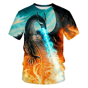 Nueva camiseta informal de manga corta transpirable con estampado de dragón en 3D para hombre y mujer, la mejor calidad a un precio razonable - Product Image 3