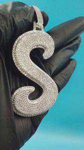 Colgante de Moissanita Personalizado con Letra S, Estilo Hip Hop, Chapado en Plata de Ley 925, Joyería Fina, Colgantes y Dijes - Product Image 3