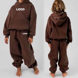 Collection 2026 – Ensembles de vêtements personnalisés pour enfants – Ensemble sweat à capuche et pantalon de jogging marron 100 % coton – Tenues décontractées pour enfants - Product Image 1