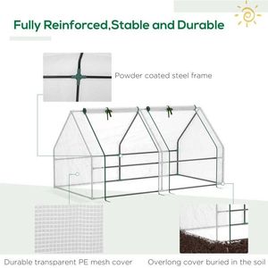 Mini Serra Portatile per Giardino Esterno 6 X 3 X 3 con Grandi Porte con Cerniera e Copertura UV/PE Bianca - Product Image 5