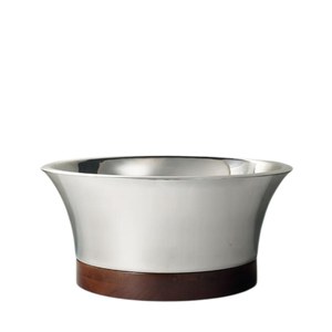 Modern Stainless Steel Ice Bucket With Elegant Wooden Base Double Wall Insulated Wine Cooler Champagne Bucket For Home Barware - Product Image 1