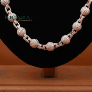 Collar de Cadena de Palomitas de Maíz con Diamantes Cultivados en Laboratorio, Chapado en Rodio sobre Plata S925, Joyería Fina de Lujo para Uso Diario, Unisex - Product Image 3