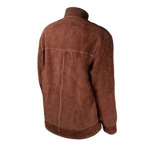 Chaqueta de soldadura de cuero resistente al fuego, ropa de trabajo de manga larga hecha con resistente cuero vacuno. - Product Image 2