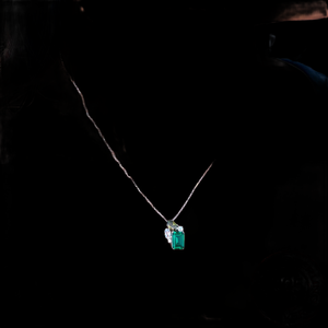 Luxury 18K Gold Filled Moissanite <b>Pendant</b> Necklace with <b>Emerald</b> Cut Green Stone and Diamond Accent Box Chain for Women - Product Image 3