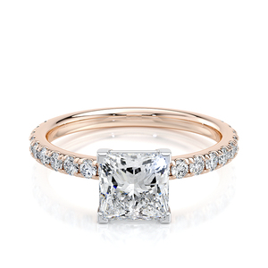 Anillo de Compromiso de Oro Sólido de 14K con Diamante Cultivado en Laboratorio de Corte Brillante Redondo, Certificado por IGI, Regalo de Boda, Joyería Fina - Product Image 1