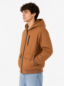 Mens Premium Brown Hooded <b>Jacket</b> Winter Warm Zipper Hoodie Casual Outerwear Soft Inner <b>Fleece</b> <b>Lining</b> Comfortable Stylish Design - Product Image 2