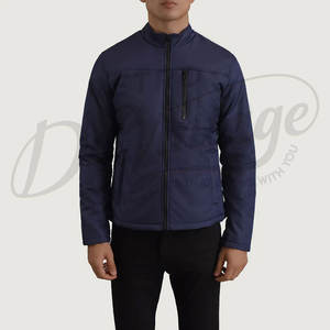 Mens Navy Blue Stand Collar <b>Padded</b> Jacket Casual Slim Fit Warm Quilted <b>Buffer</b> Coat Lightweight Windproof Winter Outwear - Product Image 2