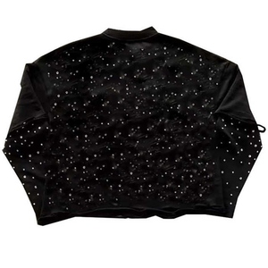 Camiseta de manga larga de doble capa con pedrería estilo streetwear para hombre, talla grande, 100% algodón, totalmente personalizable. - Product Image 2