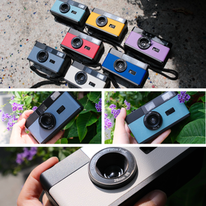 Appareil photo argentique 35 mm à focale fixe, en plastique, à usage unique, pile AA, manuel, design compact, couleur marron et blanc, cadeau promotionnel - Product Image 2
