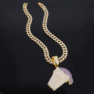 <b>Iced</b> <b>Out</b> Cup Pendant Moissanite Diamond 925 Silver Cuban Link <b>Chain</b> Hip Hop Necklace - Product Image 3