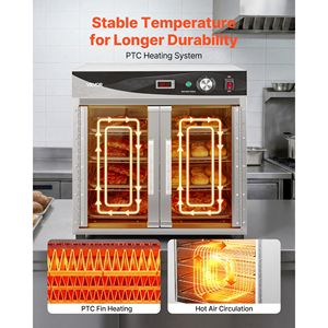 Scaldavivande Elettrico Commerciale a 4 Ripiani in Acciaio Inossidabile con Porta in Vetro e Vassoio per l'Acqua - Product Image 3
