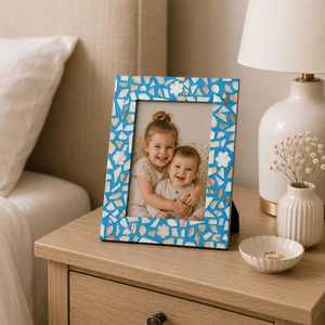 Elegant Mother of Pearl Inlay Wood Hand Carved Lightweight Full Color Vertical Photo <b>Frame</b> Tabletop/Wall <b>Mount</b> Custom Size - Product Image 3