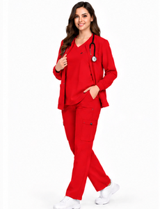 Vente en gros de tenues médicales respirantes et extensibles en 3 pièces pour infirmières, médecins, pharmaciens, équipes chirurgicales d'hôpitaux - Product Image 4