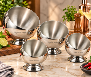 Stainless Steel Serving <b>Bowl</b> Round Open Top Metal <b>Dessert</b> <b>Bowl</b> Kitchen Candy Snack Container - Product Image 1