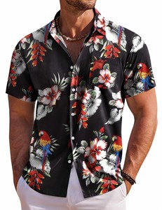 Chemises d'été pour hommes, motif floral hawaïen 3D, popeline, fourniture ODM en 4XL, anti-rides, respirantes, chemise de haute qualité - Product Image 5