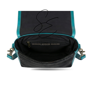 Bolso Bandolera de Cuero Repujado con Patrón de Piel de Vaca, Estilo Western Vintage, Bolso de Hombro para Mujer, Diseño 777, Color Azul Verde - Product Image 5