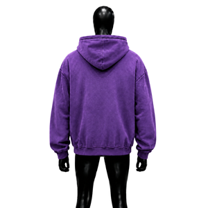 Sudadera con capucha morada extragrande con cremallera completa, textura grabada, estilo urbano, mangas desgastadas, casual, en oferta - Product Image 2