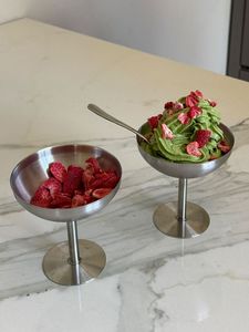 Ensemble de plats à dessert sur piédestal en acier inoxydable argenté, styles multiples, décoration moderne pour la table, décoration de la maison, récipient de service - Product Image 3