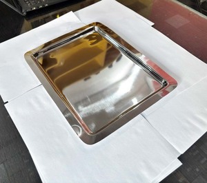 Plateau de service rectangulaire en acier inoxydable poli miroir, plateau alimentaire en métal décoratif pour table basse, idéal pour l'hôtellerie (vente en gros) - Product Image 1