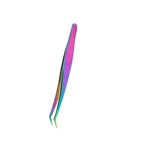 แหนบต่อขนตาแบบกำหนดเองแหนบปลายสีรุ้งไฟเบอร์แหนบปลายแหลม - Product Image 3