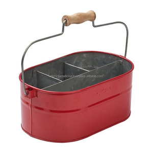 Galvanized Metal Farmhouse Storage Tray Rustic Storage Caddy Storage Silverware Utensil Organizer Holder Caddy - Product Image 3