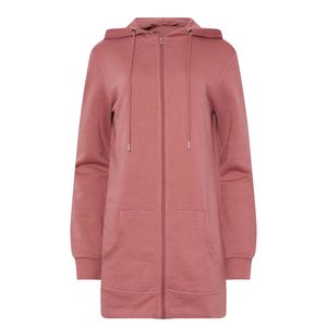 Sweat-shirt à capuche long zippé personnalisé pour femme en molleton de coton, coupe oversize, fournisseur OEM, vente en gros, usine en vrac - Product Image 1