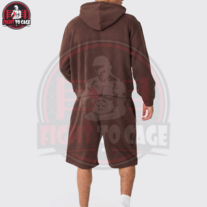 Ensemble sweat à capuche zippé et short respirant pour homme, qualité supérieure, personnalisé, séchage rapide, idéal pour l'entraînement et les loisirs en automne - Product Image 3