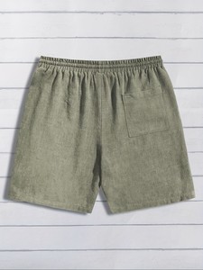 Pantalones cortos tipo bermuda para hombre, transpirables, con cordón ajustable, tejido sólido, hasta la rodilla, holgados, informales, de Bangladesh, para primavera/verano. - Product Image 2