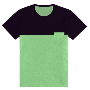 เสื้อยืดผู้ชายคอโอ แขนสั้น ทรงปกติ ผ้าถัก สีทูโทน น้ำเงิน-ดำ ดีไซน์กระเป๋า - Product Image 3