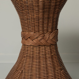 Graceful Dark Brown Rattan <b>Side</b> <b>Table</b> Woven Wicker Accent Stool Hourglass End <b>Table</b> <b>Rustic</b> Furniture For Living Room Decor - Product Image 4