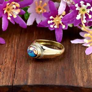 Purple Dahlia <b>Turquoise</b> 925 Sterling Silver Handmade Boho Style <b>Ring</b> Oval Shape Signet Fine <b>RIng</b> For Party Gift For Women - Product Image 5