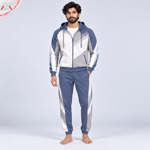 Conjunto Deportivo Premium para Hombre con Capucha, Cierre de Cremallera, Color Sólido, Manga Larga, Pantalón Largo, Ropa de Invierno - Product Image 1