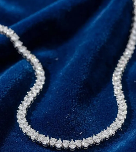 Luxury Moissanite Tennis Necklace Pear Cut <b>Iced</b> <b>Out</b> VVS Diamond Look Hip Hop Jewellery White Gold <b>Chain</b> Shine - Product Image 2