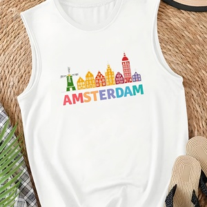 เสื้อกล้ามถักลำลองสำหรับผู้หญิง AMSTERDAM Skyline Design พร้อมโลโก้ด้านหน้า คอกลม ผ้ายืดสแปนเด็กซ์/โพลีเอสเตอร์ - Product Image 2