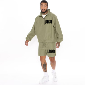 Chaqueta Cortavientos de Dos Piezas con Estampado Personalizado, Corte Regular, Múltiples Bolsillos con Cremallera, 100% Algodón, Ecológica, Transpirable, Estilo Urbano - Product Image 1