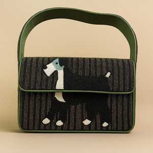 Handmade Embroidered Dog Face <b>Canvas</b> Handbag Rectangular Shape Art Collectible Textile Purse - Product Image 4