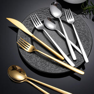 Ensemble de couverts de mariage en acier inoxydable 304 doré mat, cuillère, fourchette, couteau, collection de vaisselle de luxe - Product Image 4