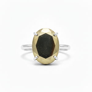 Natural Pyrite Stone Adjustable <b>Ring</b> German Silver Handmade Gemstone Jewelry Crystal Healing Gift <b>Ring</b> Wholesale - Product Image 1