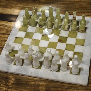 White Marble Green Onyx Modern Safe Fire Resistant <b>Chess</b> <b>Set</b> Natural Stone <b>Board</b> Game Handmade Pieces Dining Wall Living Room - Product Image 5