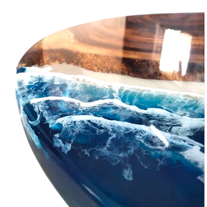 Mesa de Centro Redonda de Madera y Resina Epoxi, Hecha a Mano, Ecológica, Resistente al Agua, Diseño Océano Río, Mueble de Arte de Lujo - Product Image 5