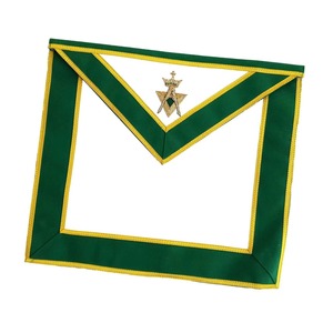 Tablier de Maître Maçonnique Ancien Souverain Allié, en Velours Vert, avec Écusson Brodé Doré Personnalisé, avec N'importe Quel Motif et Logo que Vous Souhaitez - Product Image 1