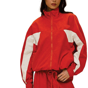 Women's Summer Streetwear Windproof Jacket & Pants Set Polyester & Nylon Zip-up Windbreaker with Solid Pattern Decoration set - Product Image 2