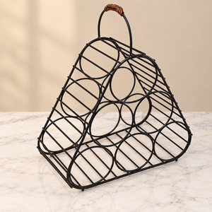 Estante Triangular de Hierro para Botellas de Vino con Asa de Transporte, Organizador de Almacenamiento de Botellas con Rejilla Abierta para Cocina, Bar, Restaurante y Áreas de Comedor - Product Image 1